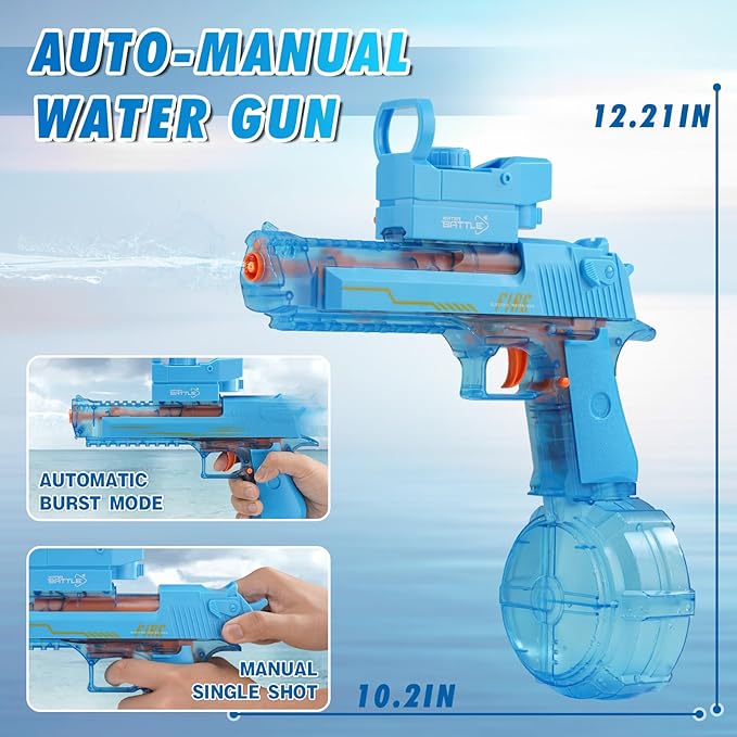 Electric Water Gun for Adults, Auto-Manual Water Guns with Large Capacity, Automatic Squirt Guns with Action Design, 32FT Range & Battery Powered, Summer Beach Pool Outdoor Toys for Kids 8-12 Gifts