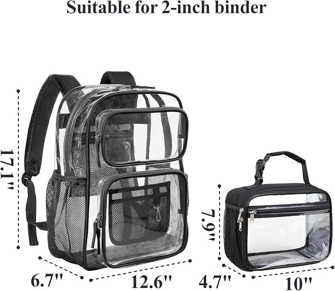 PACKISM Clear Backpack for School - 17 inch Large Heavy Duty Clear Bookbag, See Through PVC Backpacks (for age 12 above)