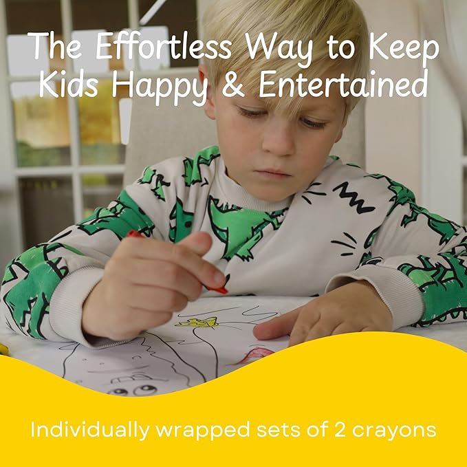 CrayonKing 1,000 Sets of 2-Packs in Cello (2,000 Bulk Crayons) Pre-Wrapped for Restaurants, Parties, Classrooms, and Events β Kid-Safe, Assorted Colors, Easy to Distribute Non-Toxic Crayons