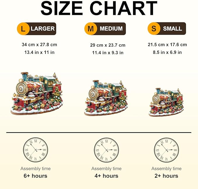 Jigfoxy Wooden Puzzles for Adults, Christmas Train Wood Puzzles Adult, Unique Animal Shape Wooden Jigsaw Puzzles for Adults, Birthday Gifts for Puzzle Lovers, Family, Friend (M-11.4 * 9.3in-175pcs)