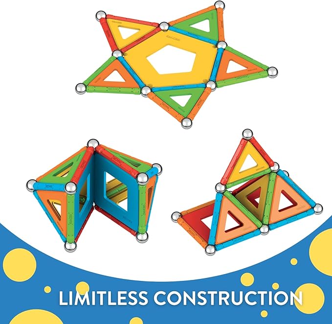 Geomag Magnetic Toys | Magnets for Kids | STEM-endorsed Educational Building Set | 100% Recycled Plastic Supercolor Panels | Storage Box | 52-Pieces | Age 5+