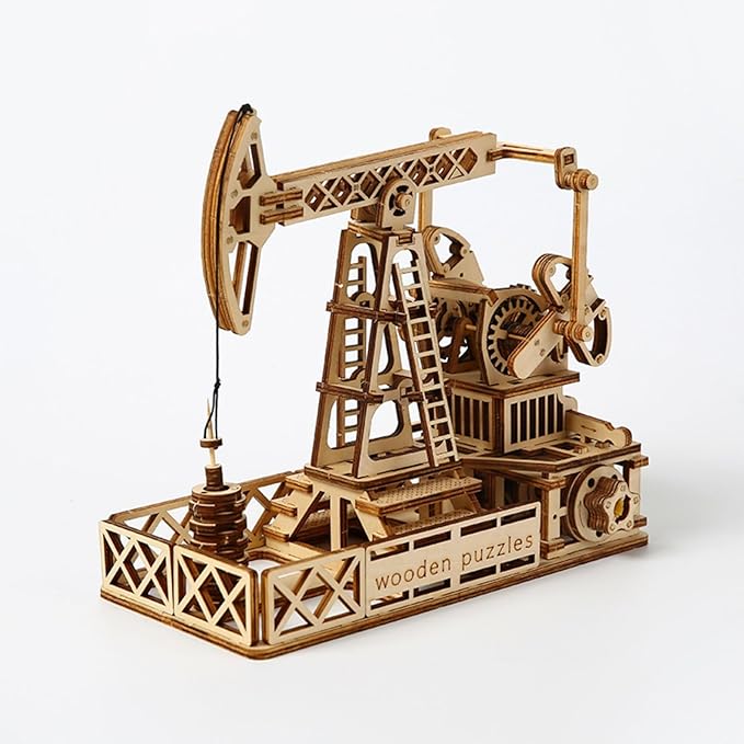 3D Wooden Puzzles Oilfield Oil Pump Model Kits, Brainteaser and Puzzle for Christmas/Birthday,Gifts for Adults and Teens to Build Combination