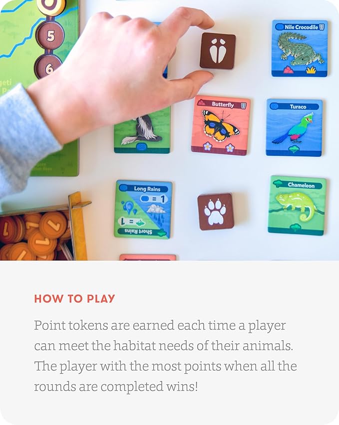 SimplyFun SavannaScapes - Learn About African Wildlife and Their Habitats. A Strategic and Educational Game for Kids Ages 7 & Up - 2 to 5 Players