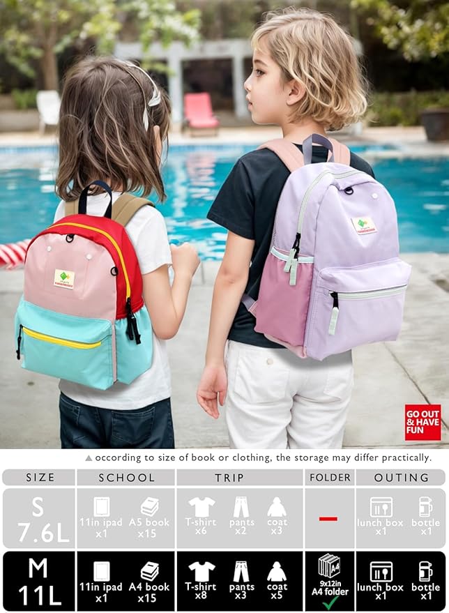 Kids' Backpacks for Girls & Boys - Kindergarten & Elementary School, Small Child Toddler Backpack, 13" H, Ages 3-5