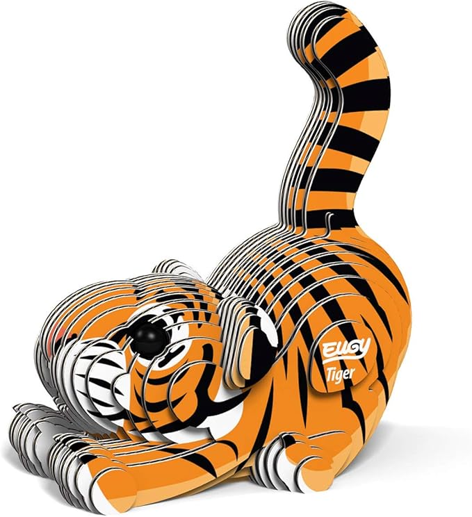Eugy Tiger 3D Puzzle - 34 Piece Eco-Friendly Educational Toy Puzzle for Boys, Girls & Kids Ages 6+