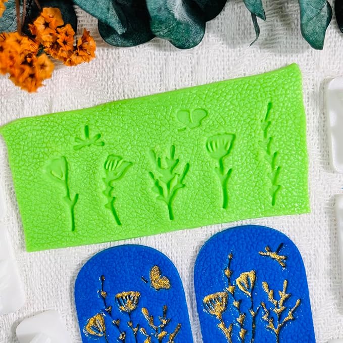 Polymer Clay Molds Nature Garden Set – 7PCS Botanical and Insect Texture Clay Molds for Polymer Clay Jewelry, Floral Clay Tools for Earrings, Crafts and Nature-Inspired Designs