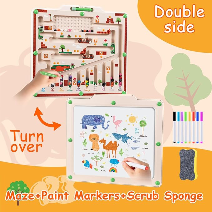 Magnetic Color and Number Maze, Fine Motor Skills Montessori Toys for 3 4 5 Years Old Kids,Double-Side Toddler Magnetic Toys for 3+ Years Old Boy and Girl Birthday Gift,Educational Toys for Toddler