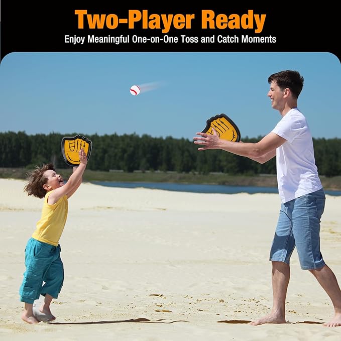 Toss and Catch Outdoor Indoor Games for Kids Beach Yard Pool Sand Lawn Toys 4 5 6 7 8 9 10 11 12 Year Old Boys Girls Birthday Gifts 2 Paddles 2 Balls