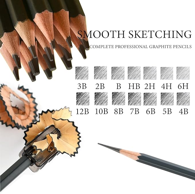 Sketch Pencils Set for Drawing, 14 Pack Graphite, for Art, Pencil kit for Sketching, Shading, Artist Pencils for Beginners Pro Artists