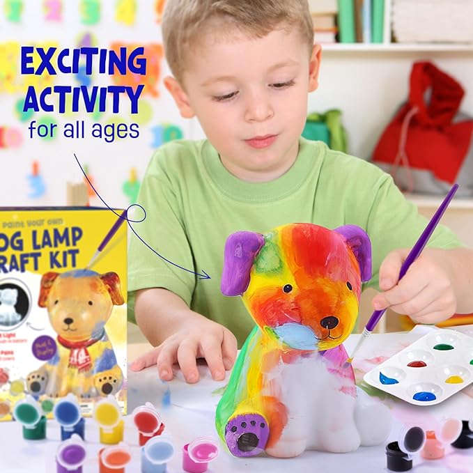 Paint Your Own Dog Lamp Kit, Art Supplies Painting Kits for Kids, Arts and Crafts for Kids Ages 8-12, Dog Toys Girls Boys Halloween Birthday Christmas Gifts Ages 3 4 5 6 7 8 9 10 11 12+