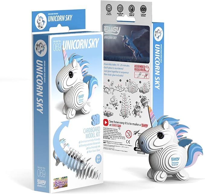 Eugy Unicorn Sky 3D Puzzle, 28 Piece Eco-Friendly Educational Toy Puzzles for Boys, Girls & Kids Ages 6+