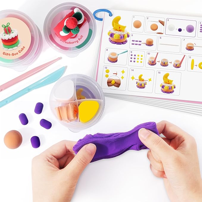 Air Dry Clay for Kids, 12 Boxes Modeling Clay Kit, DIY Molding Clay with Sculpting Tools and Tutorial, Ultra Light, Safe & Non-Toxic, Arts and Crafts Toys Birthday Christmas Gifts for Boys Girls