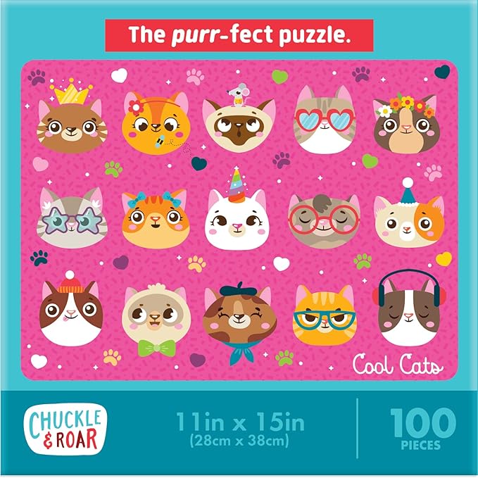 Chuckle & Roar Educational Jigsaw 100 PC Puzzle Cool Cats Edition