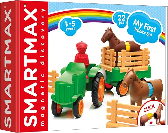 SmartMax My First Farm Tractor STEM Magnetic Discovery Play Set with Moving Tractor for Ages 1-5