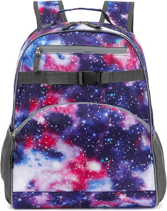 FlowFly Kids Backpack for Toddler Boys Girls, Simple Lightweight Bookbag for Daycare Kindergarten Elementary School Travel, Small Modern Bag (Large), Galaxy