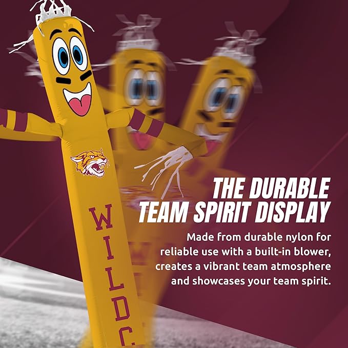 NCAA Bethune Cookman Wildcats Football Wacky Waving Inflatable Tube Guy with LED Lights & Built-in Blower - 6" x 36" x 96" Inflatable Tube Man Crazy Sports Fan Outdoor Party Decoration