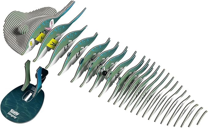 Eugy Stingray 3D Puzzle - 50 Piece Eco-Friendly Educational Toy Puzzle for Boys, Girls & Kids Ages 6+