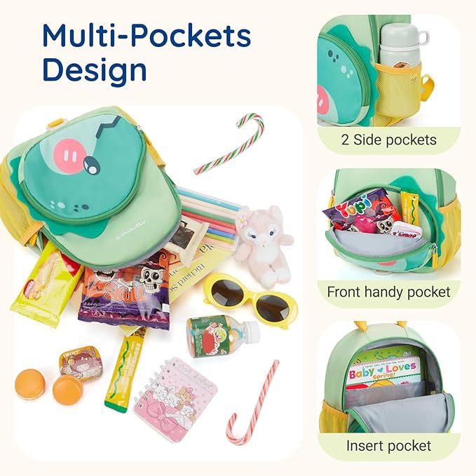 mommore Toddler Backpack for Girls 2-4 Cute 3D Kids Backpack Unicorn Small Pre-K Backpacks Water-Resistant for Preschool Kindergarten with Toddler Leash, Chest Buckle