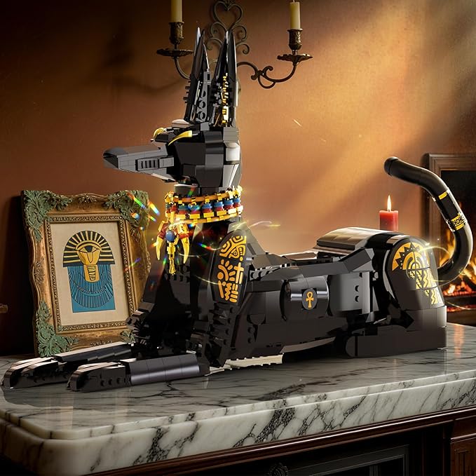 Egyptian Pharaoh Dog Building Set - Hound Dog Building Blocks Toy for Adults, Animal Model DIY Crafts Kit for Home Office Decor | Unique Gift for Kids Ages 10+