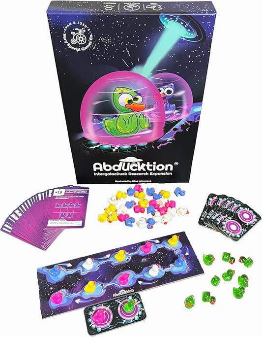 Abducktion - IntergalacDuck Research Expansion Pack, 25-30 Minutes, Additional Cards, 2 More Boards for up to 6 Players, and Glitter Ducks!