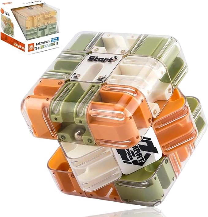 Puzzle Maze Cube, Large 3D Labyrinth Cube Game - Engaging Brain Teaser Toy, Puzzle Maze Ball Fidget Toy for Adults & Kids, Sensory Toys for Logic Development & Anxiety Relief (1PC)