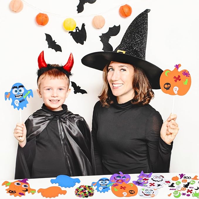 MGparty 330PCS Halloween Foam Stickers Set DIY Pumpkin Cat Ghost Castle Witch Hat Craft Kit for Kids Halloween Decorations Party Favors Supplies