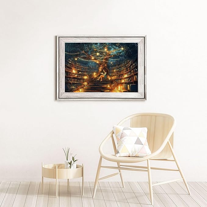 Library Book Puzzle Jigsaw Puzzles for Adults 1000 Pieces A Girl Sitting Under Bookshelf Puzzle Funny Puzzles for Friends Family Activity Game Nights