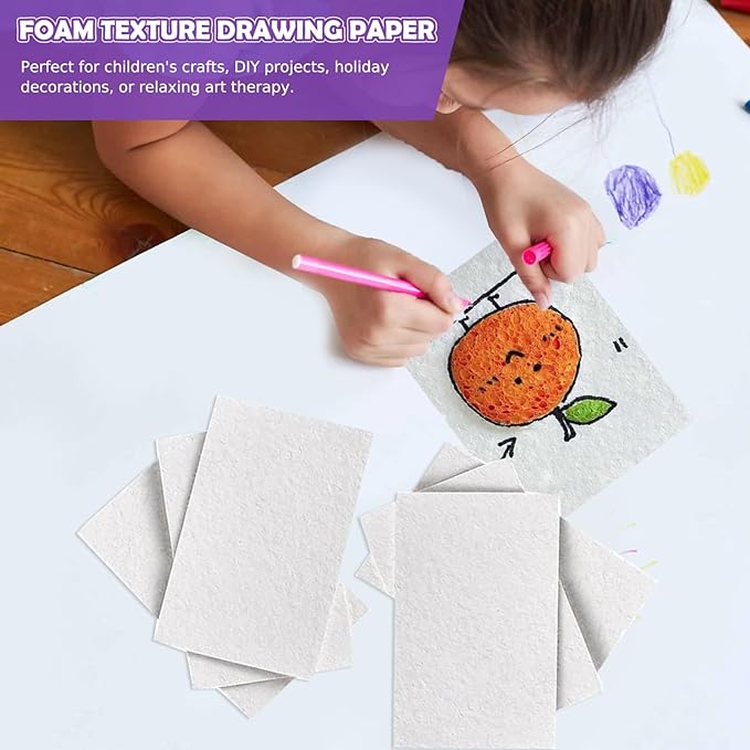 Magic Puffy Paint Foam Texture Paper โ 12 Rectangle 3D Foam Texture Sheets for DIY Puffy Paint Crafts and Kids Art Projects