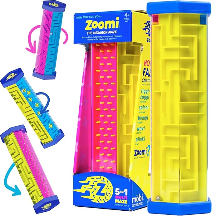 Mobi Zoomi Hexagon Maze Puzzle Game - 3D Hexagon Maze Gravity Ball Game for Toddlers and Kids, Brain Teaser Puzzles, Fidget Toy for Motor Skills and Coordination - Toddler Toys for Ages 4+