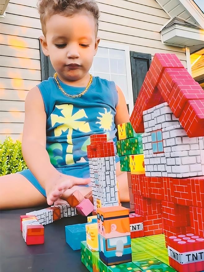Magnetic Blocks, Magnet Tiles Building Blocks STEM Montessori Toddler Kids Toys for Boys Girls Ages 3+, Educational Construction Outdoor Toys, Classroom Must Have Learning Sensory Gifts (0.8IN)