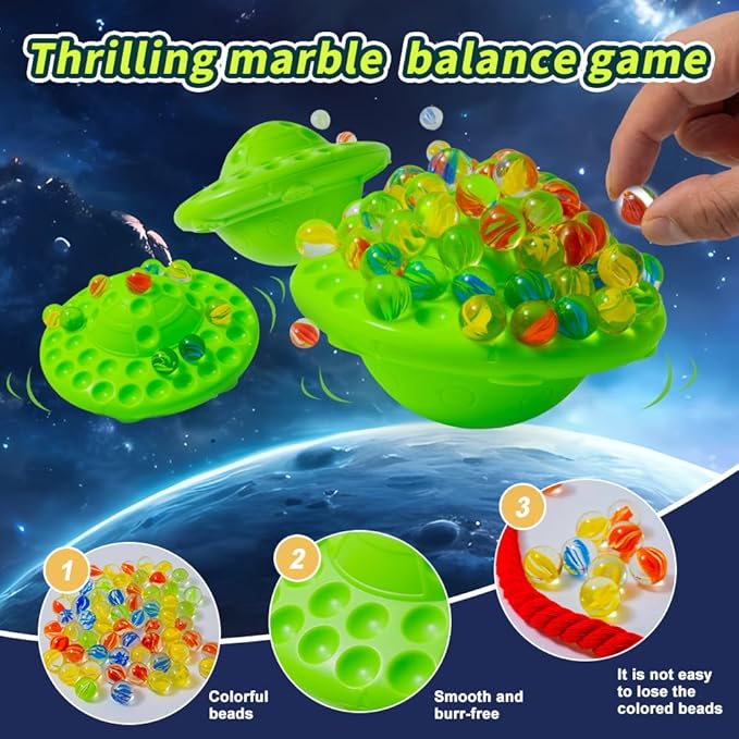 Marble Balance Game, Family Game,1–4 Players Fun Party Board Game for Kids & Adults, with 60 Colorful Marbles, Perfect for Parties