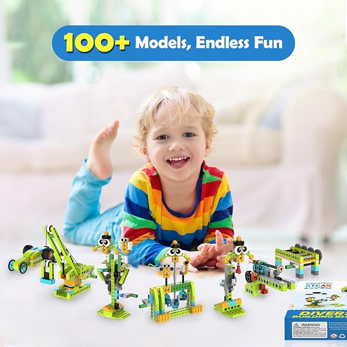 Building Robot Kit, 370+ Educational DIY Building Blocks, 100+ Models STEM Robot Toy for Kids Ages 6+, Birthday Christmas Graduation Gift for Boys Girls