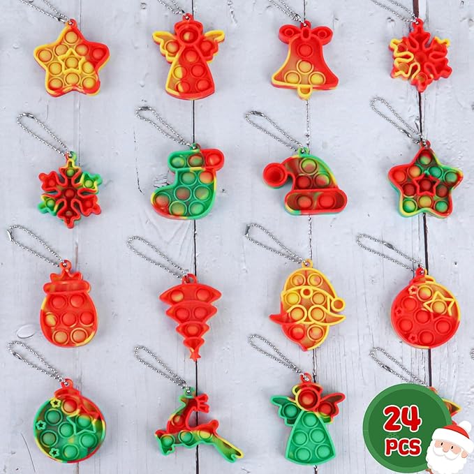 24 Pack Christmas Mini Pop Fidget Toy Pack for Kids Girls Boys Toddlers Christmas Stocking Stuffers Party Favors Gifts Stress Relief