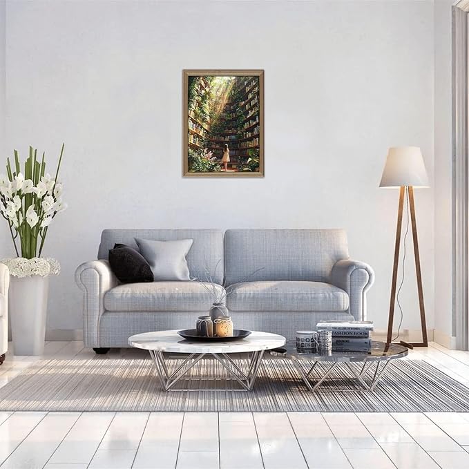 Library Jigsaw Puzzle 500 Pieces,Library Bookshelf Jigsaw Puzzles,Plant Bookshelf Puzzles, Library Retro Aesthetic 500 Pieces Puzzle Art, Botanical Literary Theme Difficult Challenging Hard Puzzle