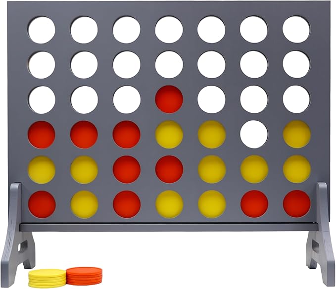 Tailgating Pros Premium Grey Giant Four in a Row with Carrying Case - Jumbo Oversized Outdoor Yard Game - Connect Multiple Pucks in a Row to Win - Many Puck Colors Available!