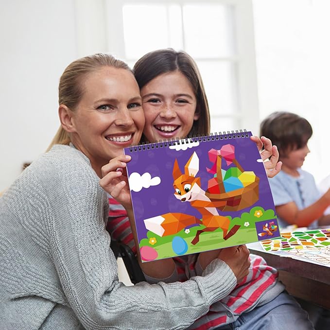 Omgouue 2PCS Easter Day Crafts for Kids Ages 4-8 Sticker Paint Books Includes Eggs Bunny Chick and More Designs Gift Party Create 20 Pictures Sticker Sheets are Separate