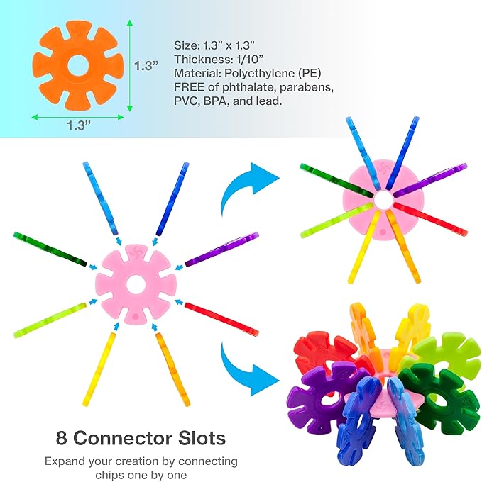 PicassoTiles Building Chip Interlocking Disc Construction Blocks in Orange Color STEM Learning Early Education Toy Engineering Playset Child Brain Development for Toddlers Girls Boys Kid Age 3+ PTF108