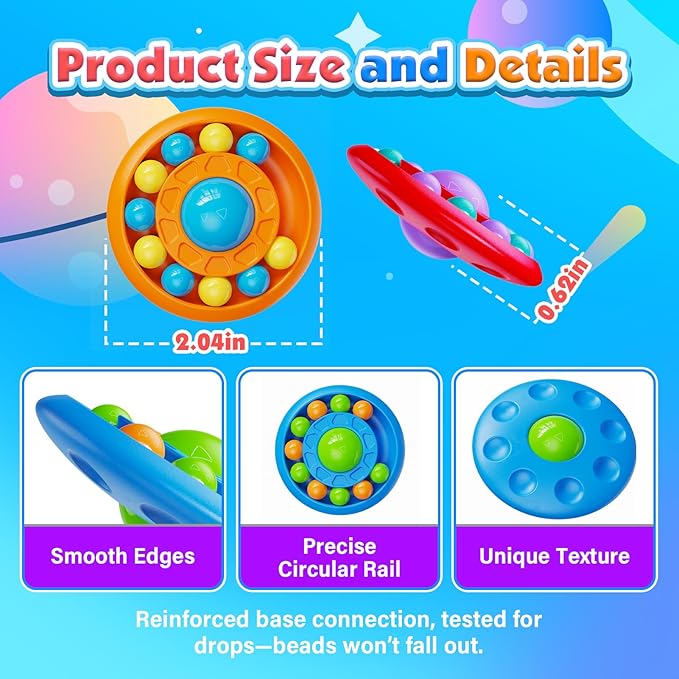 Fidget Sensory Toys for Kids: 3 Pack Spinner Toys for Stress Anxiety Relief, Small Desk Toy for Kids with Autism ADHD, Novetly Rolling Fidgets for Classroom Prize Office, Road Trip Travel Activity