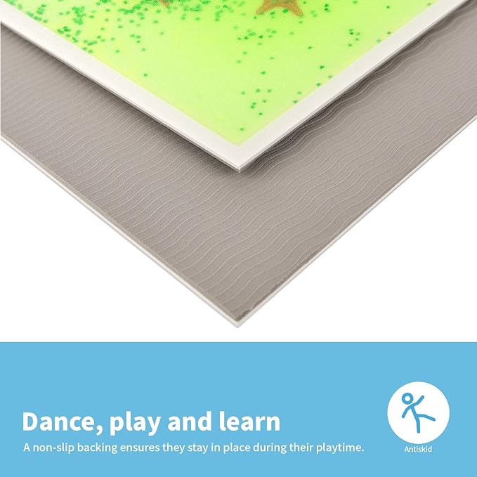 Art3d 4-Pack Liquid Sensory Floor Tiles, Colorful Liquid Fusion Senroy Dance Play Mat for Kids Toddler, 11.8"x11.8" Sea World