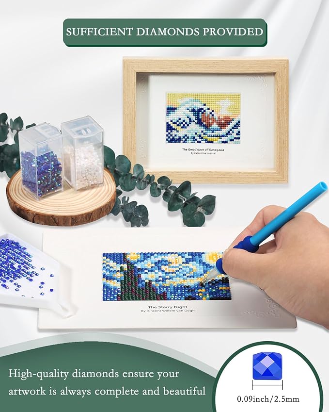 Minigem 12pcs Small Diamond Painting Kits Small Diamond Art Kits, Quick & Classic Mini Diamond Painting Kits for Beginners 1-Hour Painting, Postcard-Style Diamond Art Square Drill Pocket-Sized 5x7in