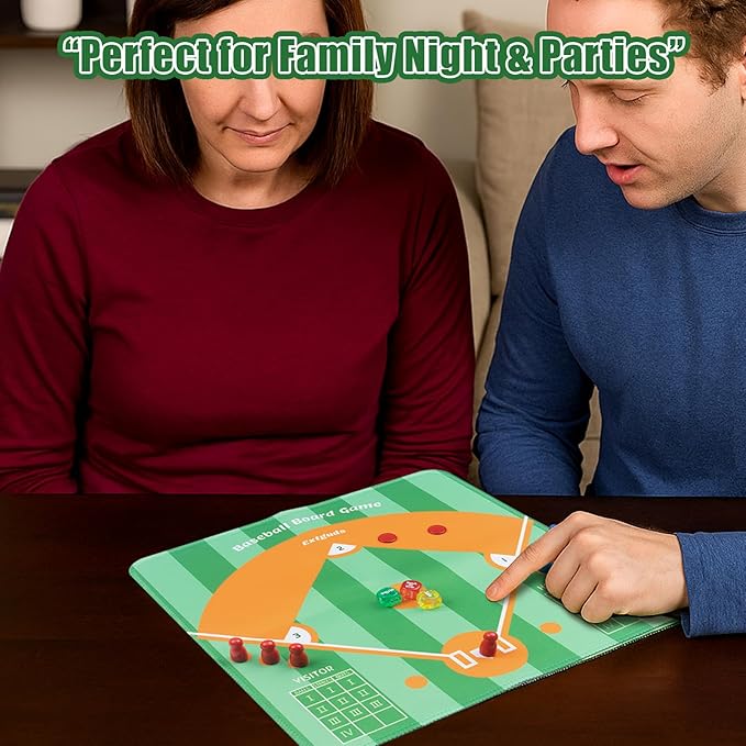 Extguds Baseball Board Game, Baseball Dice Board Game for Families, Parties and Gatherings, Classic Tabletop Baseball Games with Scorepad, Dice, Wooden Pieces, Storage Cube and More, for 2-6 Players