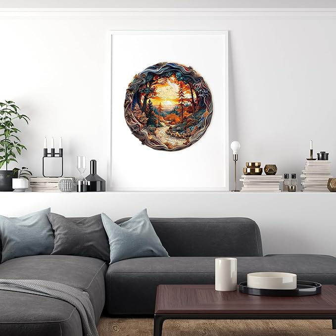 Wooden Puzzles for Adults, Wooden Jigsaw Puzzles for Adults Kids, 3D Winding Road Unique Shaped Wood Puzzles Adult, Creative Birthday Gifts for Friends Family Game (13.4 * 13.4in 300pcs)