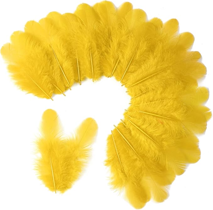 Soarer 300pcs Gold Feathers for Crafts - 3-5inch Craft Feathers Bulk for Wedding Home Party, Dream Catcher Supplies and DIY Crafts(Gold)