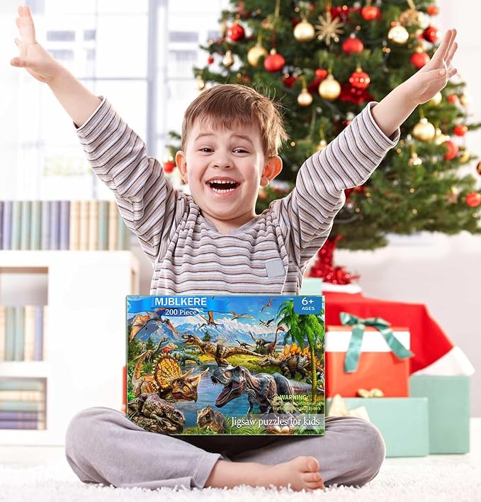Puzzles for Kids Ages 6-8 – 200 Piece Dinosaur Puzzle for Kids Ages 6-12 – Fun and Educational Gift for Boys and Girls