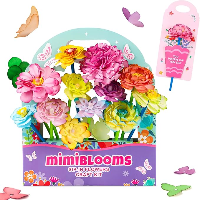 Mimiblooms Paper Flowers Science Kit for Girls, Magic Flower Paper Color Science Dyeing Kit, Arts&Crafts for Kids Age 8-12, Science Experiments Color Changing for Girls 6 7 9 10 11 yr Birthday Gift