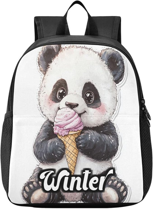 Panda Cute White Toddler Backpack for Boys Girls 3-6 Small Travel Backpacks for Kids Preschool Bookbag for Elementary Kindergarten for Travel