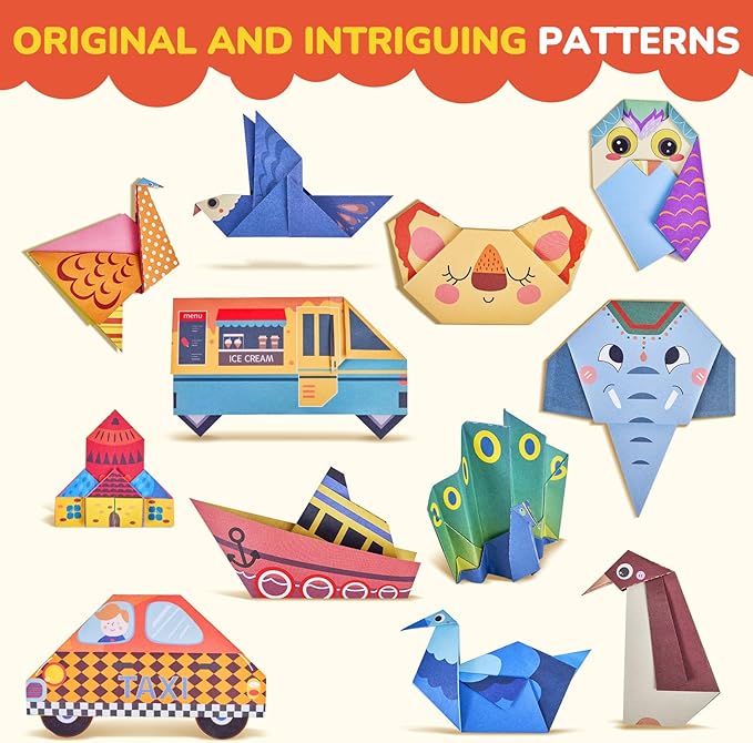 Joycat Origami Paper Kit For Kids,180 Sheet 5.5x5.5"Colorful Paper,73 Unique Pattern with Instruction Book,Art&Crafts Activitiy Supply set for Ages 5-12,Ideal DIY Project,Educational Toy,Gift For Kids