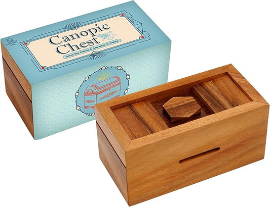 BSIRI Canopic Chest- Challenging Brain Teaser Wooden Box Mind Puzzles and Use as Money Box, Stash Box, Jewelry Box, 3D Puzzle Lock Box, Gift Card, Money Puzzle Box for Cash Gift