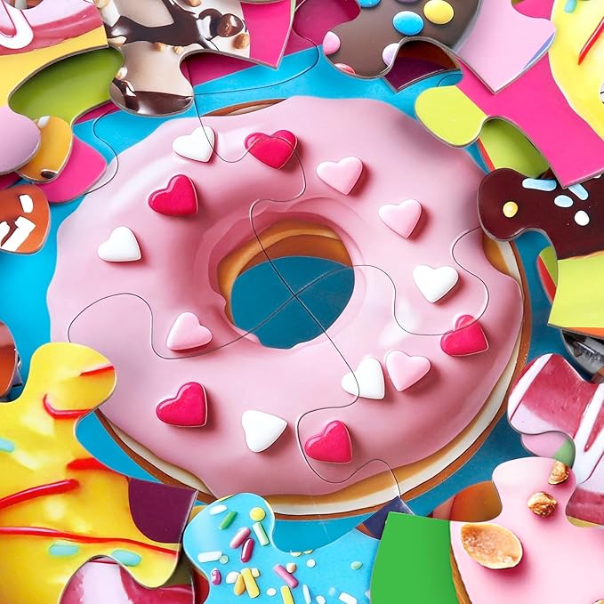 Jumbo Floor Puzzle for Kids,48 Piece Colorful Donuts Jigsaw Puzzles,Learning Educational Toys for Toddlers Ages 3-5,Children Gift for Boy Girl Ages 4-8 (Donut)