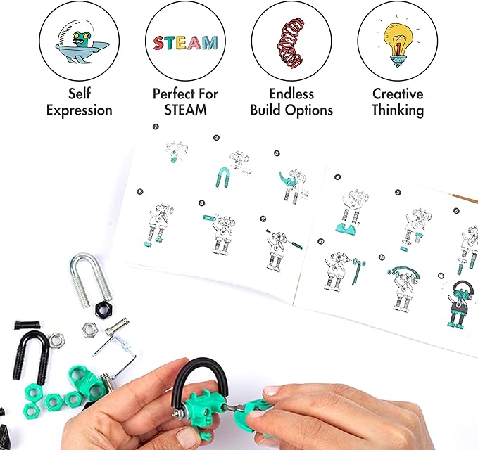 The Off Bits BabaBit Build Your Own Robot Toy Construction Set, Educational Easter Gift STEM Activities Learning Kit, Creative Build and Play Model Kit Steam Toys for 6 7 8 9 10+ Year Old Boys & Girls